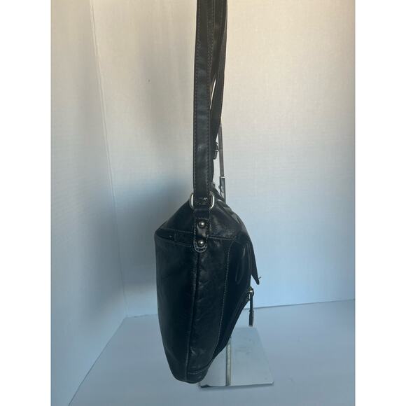 Giani Bernini Black Leather Crossbody Organizer Shoulder Bag Purse - Picture 3 of 13